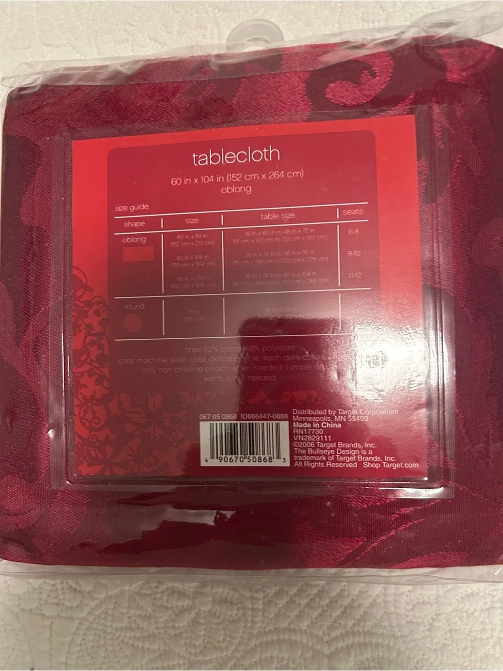 Target Red Jacquard Oblong Tablecloth